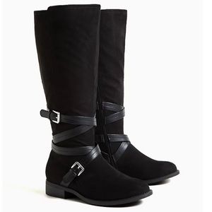NWT TORRID WW/CALF Faux Suede Strappy Boot